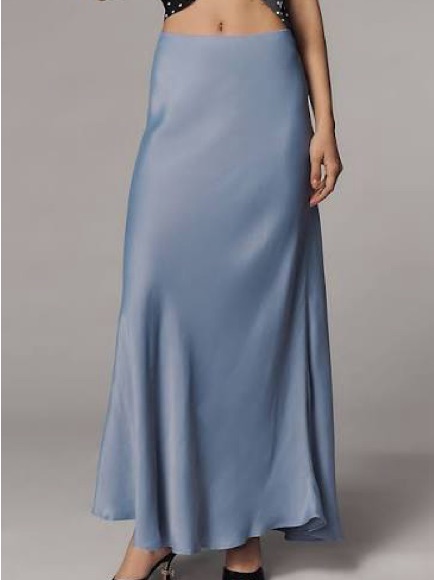 Anthropologie Blue Satin Maxi Skirt - Women